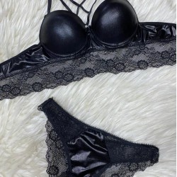 Women's Leather and lace Bra Sets Women's Leather and lace Bra Sets