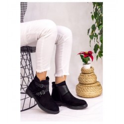 Albex Black Suede Buckle Boots