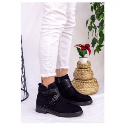 Albex Black Suede Buckle Boots