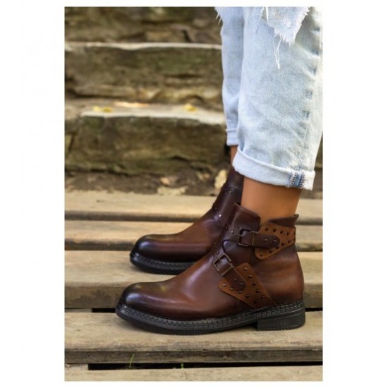 Albex Tan Skin Buckle Boots