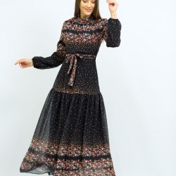 Patterned Black Dress