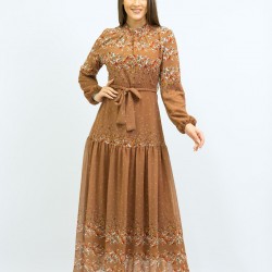 Patterned Camel Dress