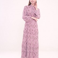 Patterned pleated Pink Dress