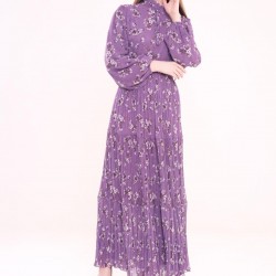 Patterned pleated Purple Dress  Patterned pleated Purple Dress