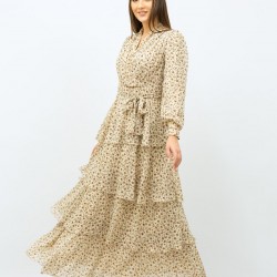 Patterned Beige Dress