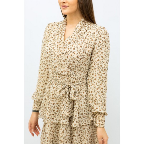 Patterned Beige Dress