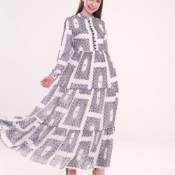 Patterned White Dress