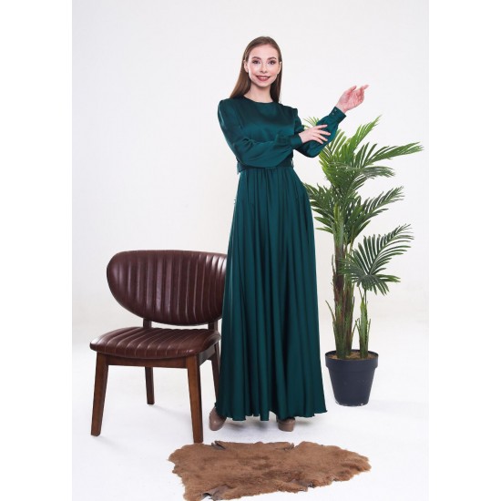  Satin Dark Green Dress