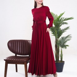 satin Maroon Dress