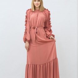 Long Belted Rose Dress Long Belted Rose Dress