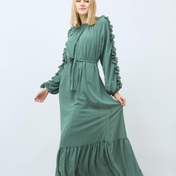Long Belted Green Dress