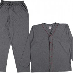 Long Sleeves buttoned men anthracite color pajama suit  Long Sleeves buttoned men anthracite color pajama suit
