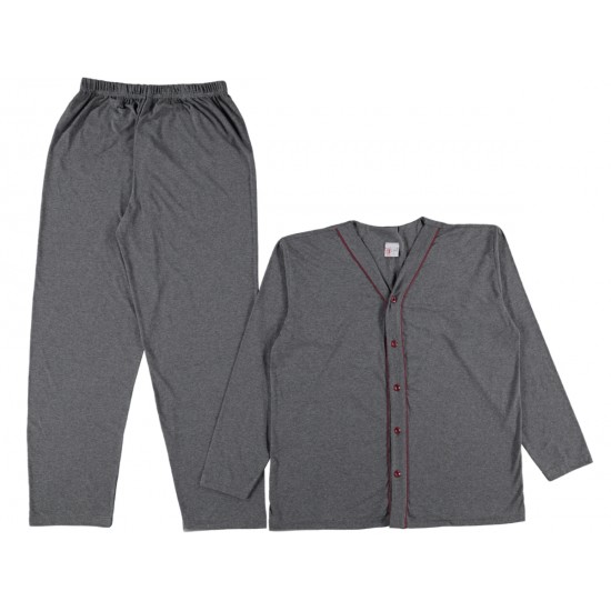 Long Sleeves buttoned men anthracite color pajama suit 