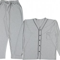 Long Sleeves buttoned men Grey color pajama suit  Long Sleeves buttoned men Grey color pajama suit