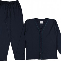 Long Sleeves buttoned men Navy Blue color pajama suit  Long Sleeves buttoned men Navy Blue color pajama suit