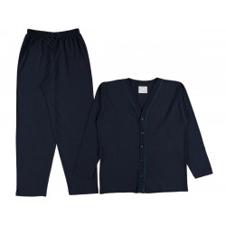 Long Sleeves buttoned men Navy Blue color pajama suit 