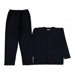 Long Sleeves buttoned men Black color pajama suit 