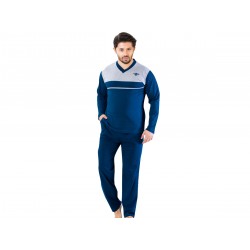 Long Sleeves men Blue pajama suit 