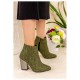 Adrina Green Heeled Boots