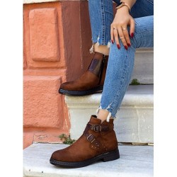 Albex Tan Suede Buckle Boots Albex Tan Suede Buckle Boots