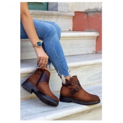 Albex Tan Suede Buckle Boots