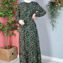 Long  Dress Tiger green color