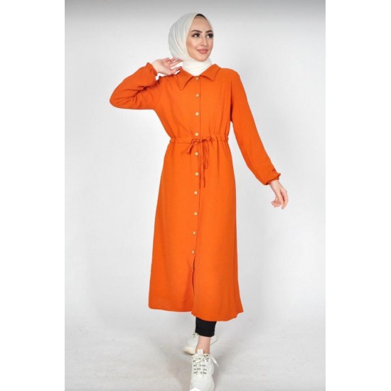 Orange Long Shirt Dress 