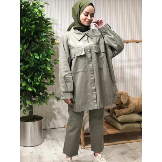 Long Tunik Khaki  suit from 2 Pieces 