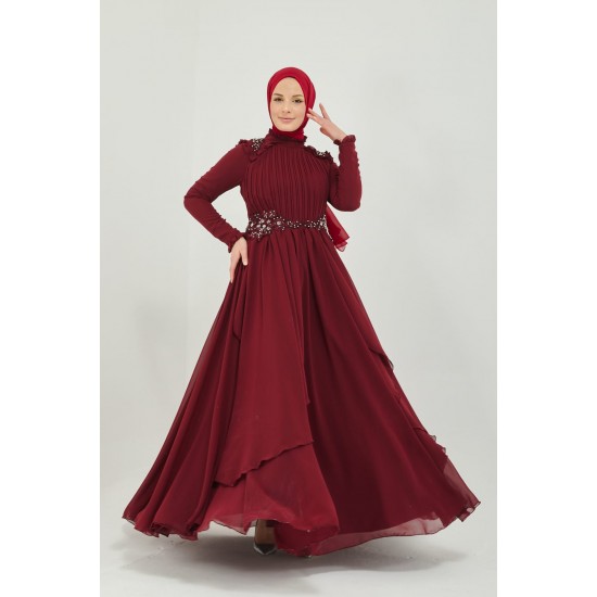 Maroon CHIFFON Dress 