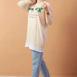 Printed Sweat  Tunic CREAM COLOR