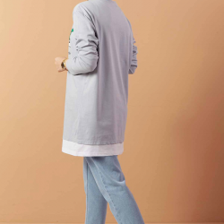 Printed Sweat  Tunic Grey