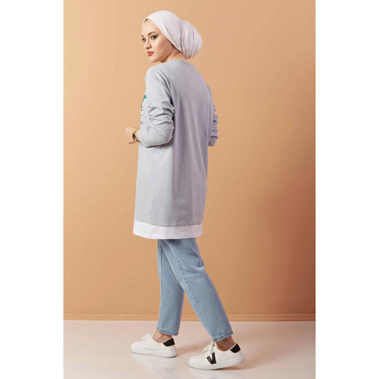 Printed Sweat Tunic Grey Printed Sweat Tunic Grey