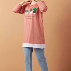 Printed Sweat  Tunic Rose