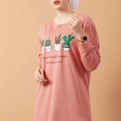 Printed Sweat  Tunic Rose
