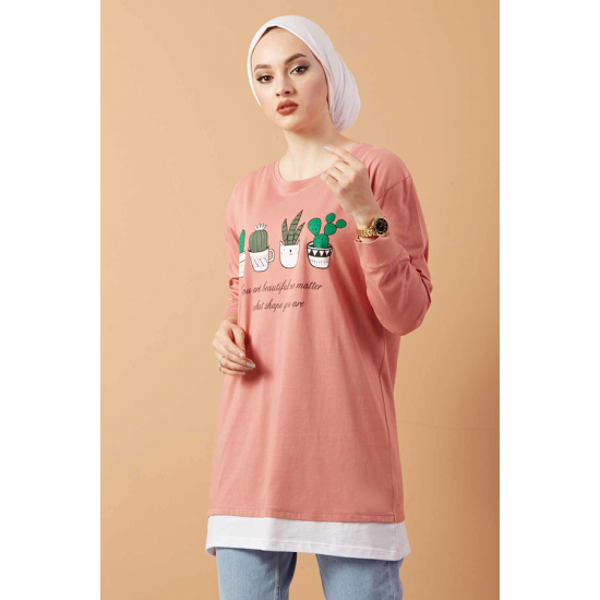 Printed Sweat Tunic Rose Printed Sweat Tunic Rose