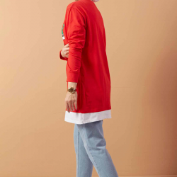 Printed Sweat  Tunic Red