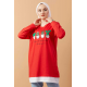 Printed Sweat Tunic Red Printed Sweat Tunic Red