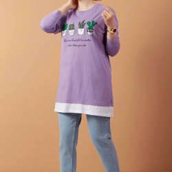 Printed Sweat  Tunic Lilac color