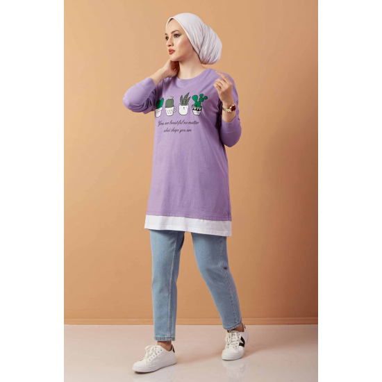 Printed Sweat Tunic Lilac color Printed Sweat Tunic Lilac color