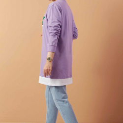 Printed Sweat  Tunic Lilac color