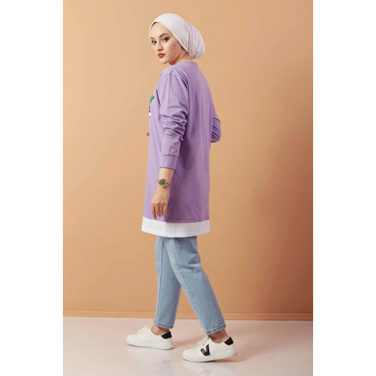 Printed Sweat Tunic Lilac color Printed Sweat Tunic Lilac color