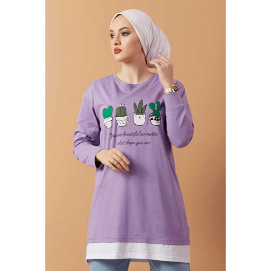 Printed Sweat Tunic Lilac color Printed Sweat Tunic Lilac color