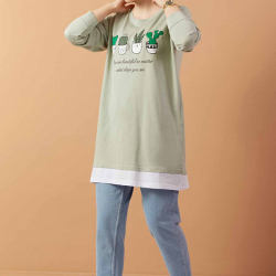 Printed Sweat  Tunic Mint color
