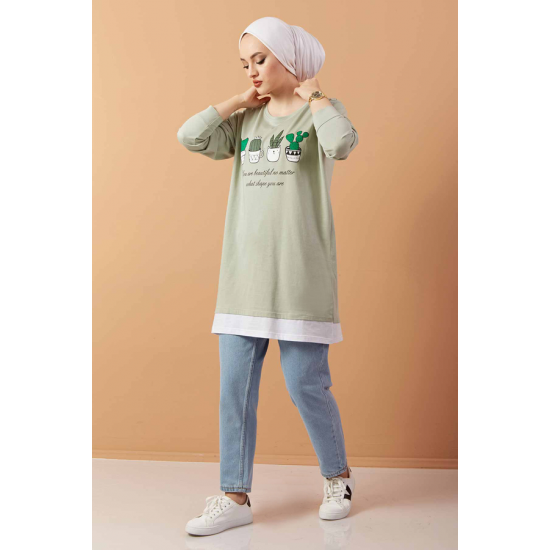 Printed Sweat Tunic Mint color Printed Sweat Tunic Mint color