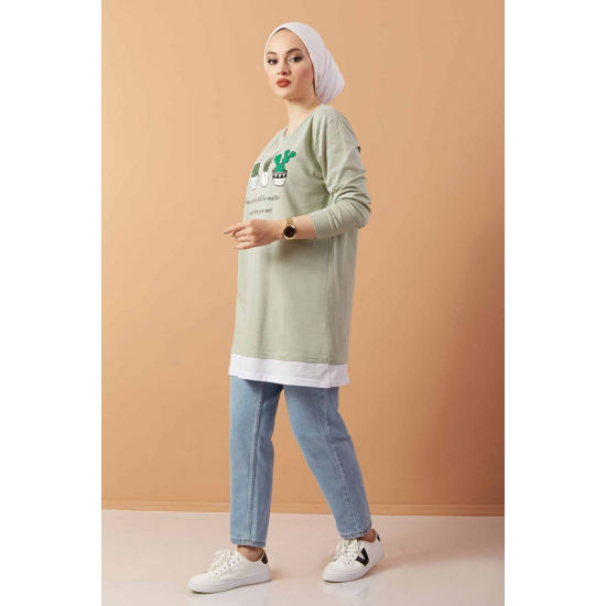 Printed Sweat Tunic Mint color Printed Sweat Tunic Mint color