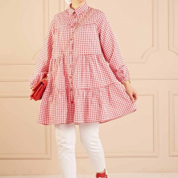 Ruffled Plaid Red Shirt  Ruffled Plaid Red Shirt