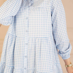 Ruffled Plaid Blue Shirt   Ruffled Plaid Blue Shirt
