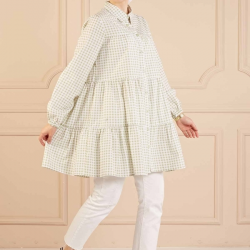 Ruffled Plaid Pistachio Green COLOR Shirt   Ruffled Plaid Pistachio Green COLOR Shirt