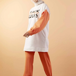 Printed Dacron Sweat Orange Color  Printed Dacron Sweat Orange Color