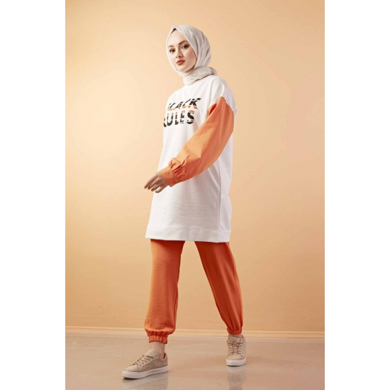  Printed Dacron Sweat Orange Color